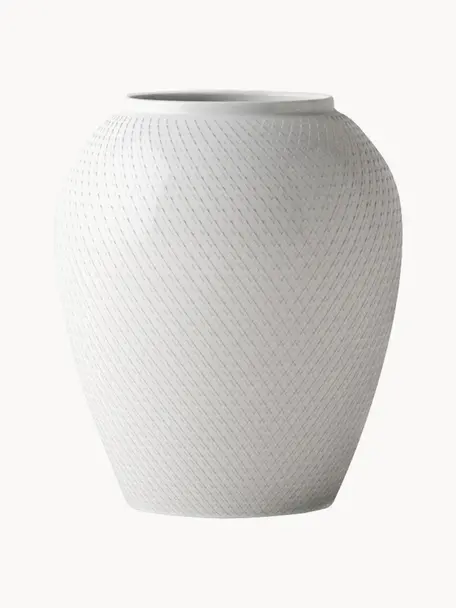 Vaso in porcellana fatto a mano Rhombe, alt. 25 cm, Porcellana, Bianco, Ø 22 x Alt. 25 cm