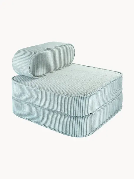 Fauteuil pliant en velours côtelé pour enfant Sugar, Velours côtelé bleu ciel, larg. 60 x prof. 65 cm