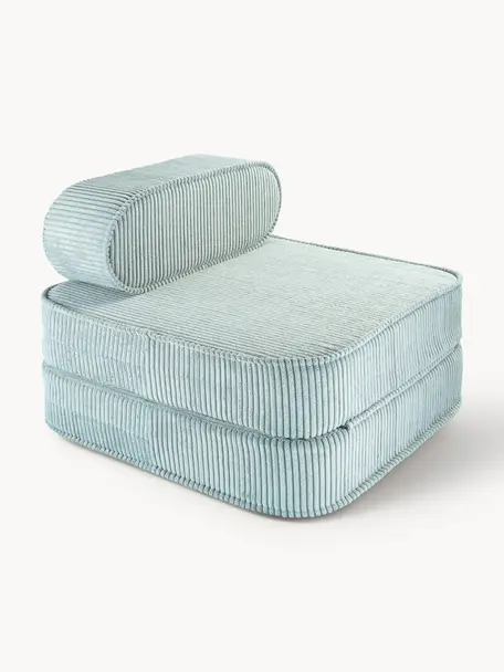 Fauteuil pliant en velours côtelé pour enfant Sugar, Velours côtelé bleu ciel, larg. 60 x prof. 65 cm