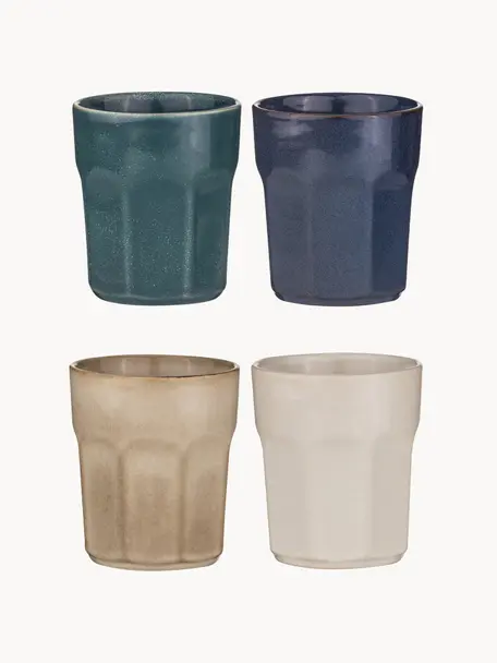 Verres à eau Elan, 4 élém., Céramique, Multicolore, Ø 8 x haut. 10 cm, 275 ml