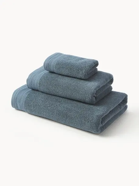 Komplet ręczników z bawełny organicznej Premium, różne rozmiary, Petrol, 6 elem. (ręcznik dla gości, ręcznik do rąk, ręcznik kąpielowy)