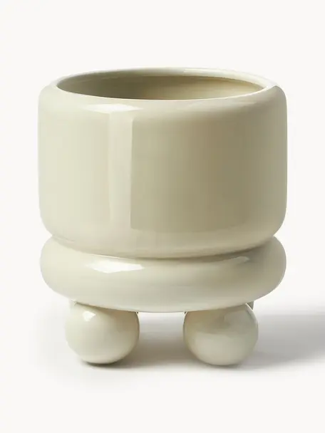 Jarrón de diseño Caria, Porcelana, Blanco mate, Ø 17 x Al 18 cm