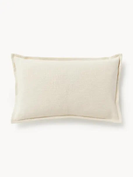 Housse de coussin 50s50 en coton Vicky, 100% coton, Blanc crème, larg. 30 x long. 50 cm