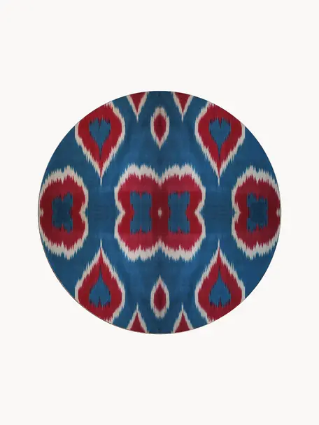 Handgefertigter Porzellan-Speiseteller Ikat, Porzellan, Blau, Rostrot, Weiss, Ø 28 cm