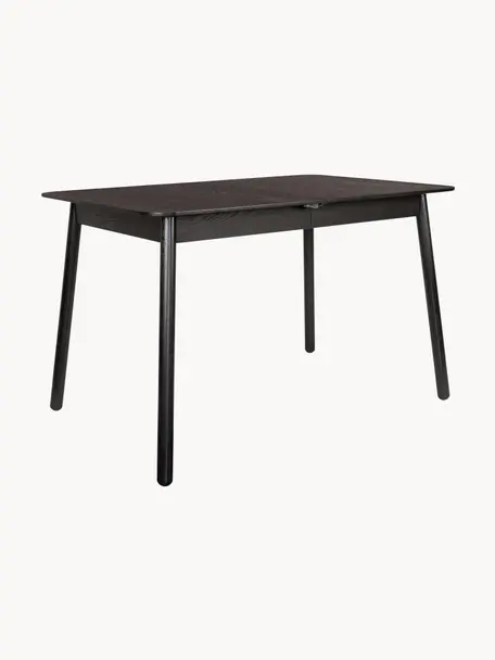 Table extensible en bois de frêne Glimps, 120 - 162 x 80 cm, Noir, larg. 120 - 162 x prof. 80 cm