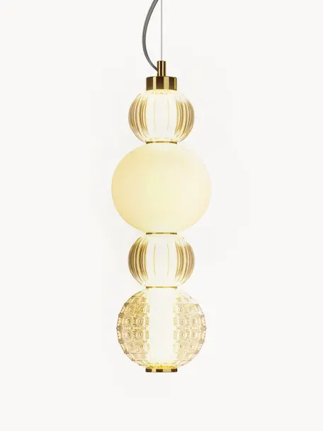 Mondgeblazen kleine LED hanglamp Collar, Goudkleurig, Ø 15 x H 59 cm