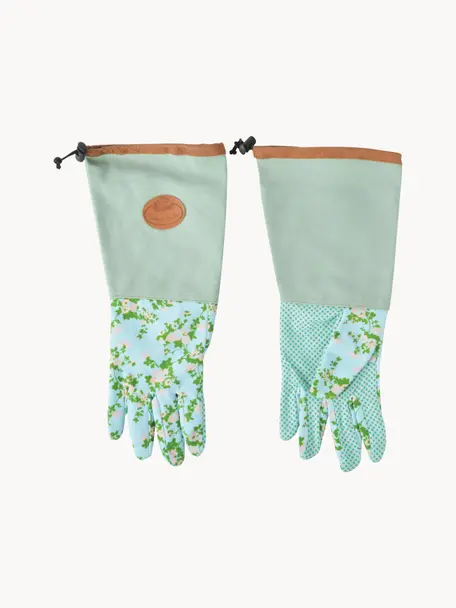 Garten-Handschuhe Rose, Polyester, Baumwolle, PVC, PU, Türkisgrün, Mehrfarbig, B 18 x H 38 cm