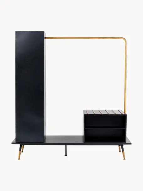 Armoire ouverte avec tiroirs La Gomera, Noir, doré, larg. 170 x haut. 180 cm