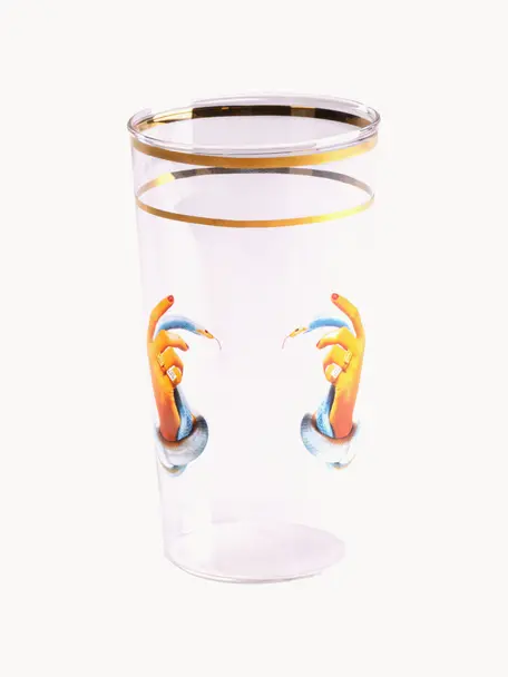 Wasserglas Hands With Snakes, Dekor: Gold Entdecke die Vielsei, Hands With Snakes, Ø 7 x H 13 cm, 370 ml