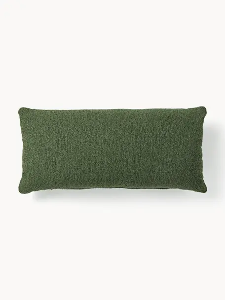 Cojín sofá en tejido bouclé Sofia, Funda: Bouclé (100% poliéster), Bouclé verde oscuro, An 30 x L 70 cm