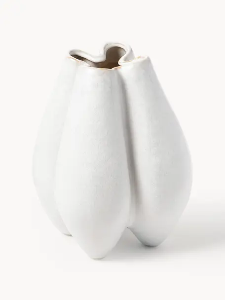 Grand vase en grès cérame Frida, Grès cérame, Blanc cassé, larg. 26 x haut. 31 cm