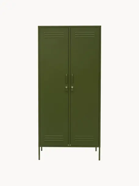 Malá šatní skříň The Twinny, Ocel s práškovým nástřikem, Tmavě zelená, Š 85 cm, V 183 cm