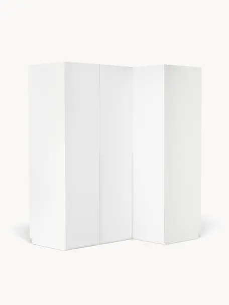 Modulárna rohová šatníková skriňa Leon, Š 165 cm, Biela, Základný interiér, Š 165 x V 200 cm, s rohovým modulom