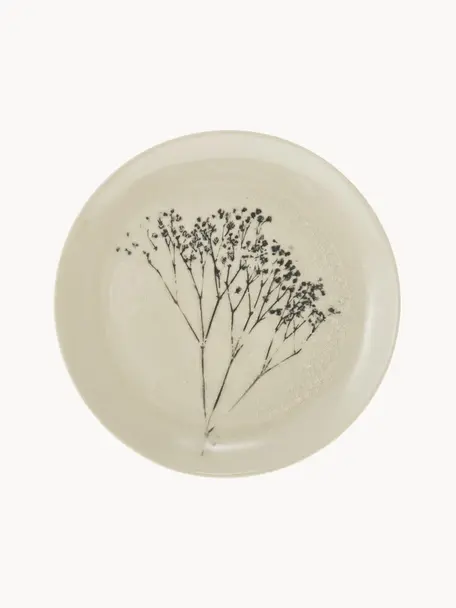 Ručně vyrobený snídaňový talíř s motivem trávy Bea, Kamenina, Světle béžová, Ø 22 cm