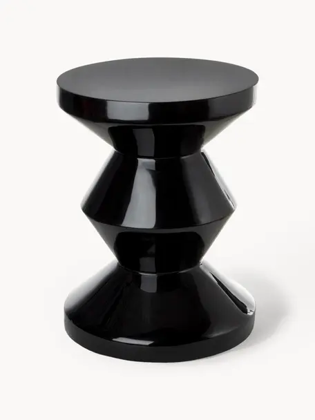 Okrúhly odkladací stolík Zig Zag, Plast, lakovaný, Čierna, Ø 36 x V 45 cm