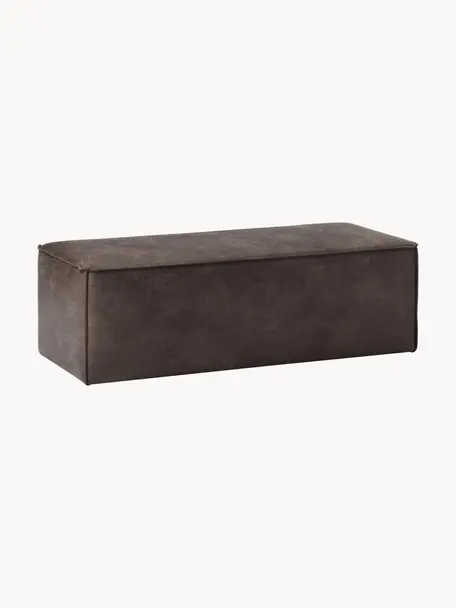 Banc rembourré en cuir recyclé Sanja, Cuir taupe, larg. 122 x prof. 54 cm