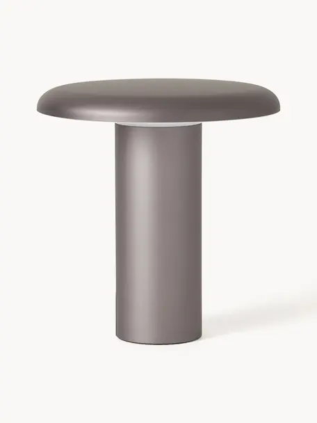 Malá prenosná stolová LED lampa Takku, stmievateľná, Potiahnutý kov, Sivobéžová, Š 18 x V 19 cm