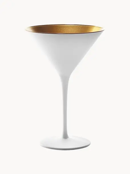 Verres à cocktail en cristal mat Elements, 6 pièces, Cristal, enduit, Blanc, doré, Ø 12 x haut. 17 cm, 240 ml