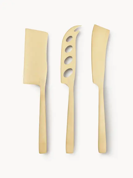 Matt gebürstete Käsemesser Art Cheese, 3er-Set, Edelstahl, beschichtet
Das Besteck ist aus Edelstahl gefertigt. Somit ist es langlebig, rostet nicht und ist resistent gegen Bakterien., Goldfarben, matt, L 25 cm