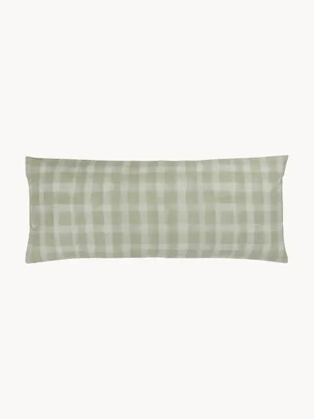 Funda de almohada de percal de algodón Milène, diseño Candice Gray, Verde menta a cuadros, 45 x 110 cm