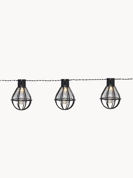 Outdoor LED lichtslinger Cage, Lampions: kunststof, Zwart, transparant, L 280 cm