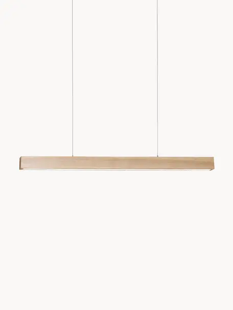 Grote LED hanglamp Timber van hout, Lampenkap: hout, Licht hout, B 65 x D 9 cm