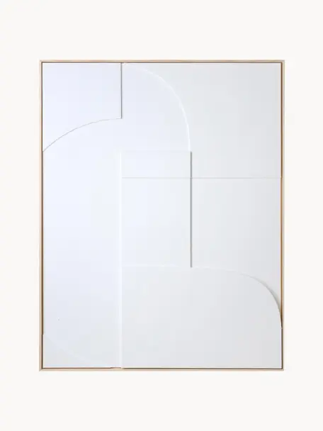 Wandobjekt Rahmenrelief-Kunsttafel Amido, Rahmen: Eschenholz, Weiss, Helles Holz, B 63 x H 83 cm