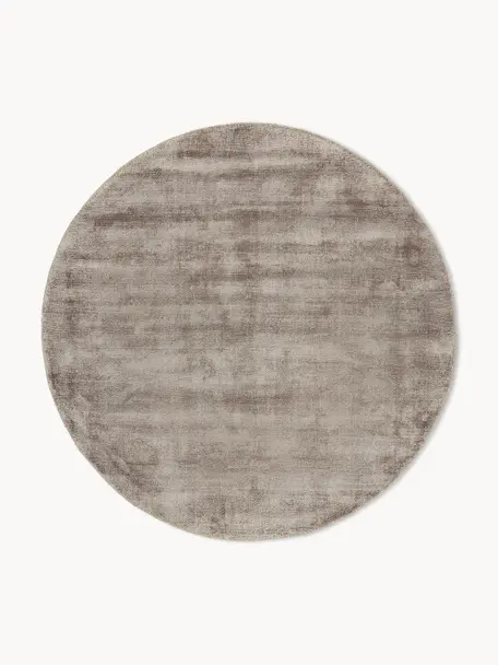 Tapis rond en viscose tissé main Jane, 100 % viscose, Taupe, Ø 150 cm (taille M)