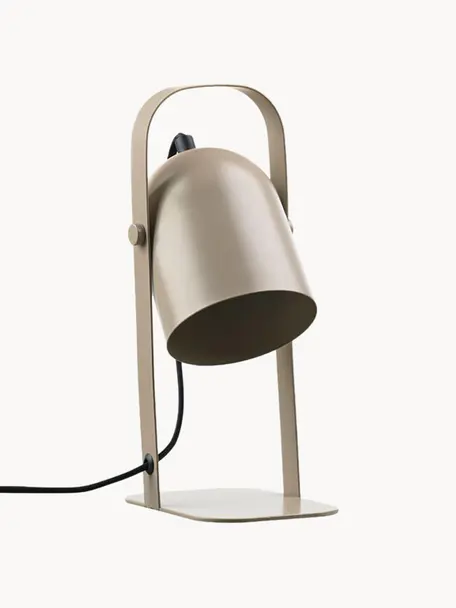 Lámpara de mesa orientable Nesvik, Lámpara: hierro recubierto, Cable: cubierto en tela, Beige claro, An 11 x Al 29 cm