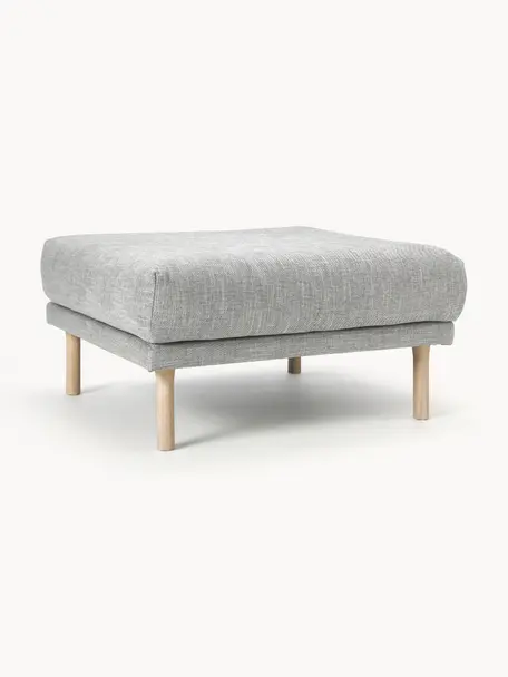 Sofa-Hocker Adrian, Bezug: 47 % Viskose, 23 % Baumwo, Gestell: Sperrholz, Füße: Eichenholz, geölt Dieses , Webstoff Hellgrau, B 90 x T 90 cm