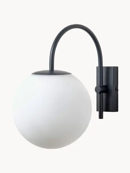 Exteriérové nástěnné svítidlo Globe, Bílá, černá, Š 20 cm, D 32 cm