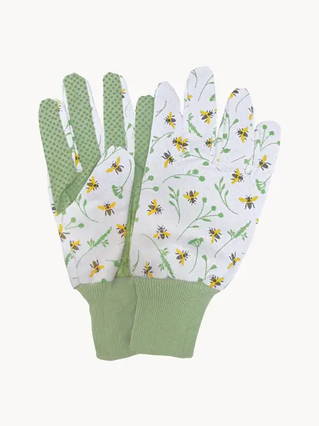 Tuinhandschoenen Bee, 80% katoen, 20% polyester, Wit, groen, multicolour, B 11 cm x H 23 cm