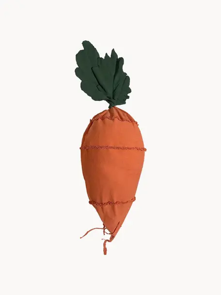 Handgefertigter Kinder-Sitzsack Cathy the Carrot, Bezug: 97 % Baumwolle, 3 % Kunst, Orange, Dunkelgrün, B 55 x L 100 cm