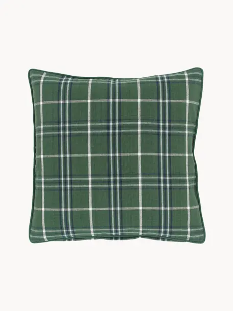 Kostkovaný povlak na polštář s lemováním Stirling, 100 % bavlna, Odstíny zelené, Š 45 cm, D 45 cm