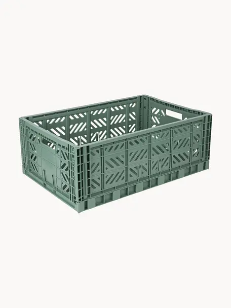 Caja plegable Maxi, 60 cm, Plástico, Verde salvia, An 60 x F 40 cm