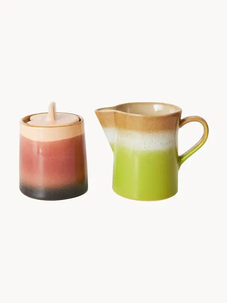 Set lattiera e zuccheriera con smalto reattivo 70's 2 pz, Ceramica, Multicolore, 180 ml