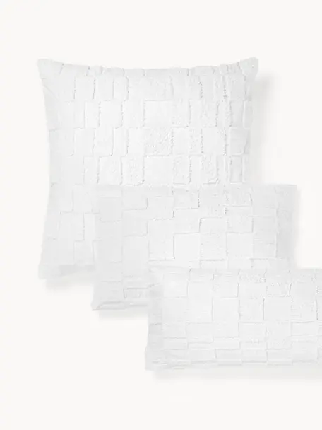 Taie d'oreiller en percale de coton tufté Scout, Blanc, larg. 50 x long. 70 cm