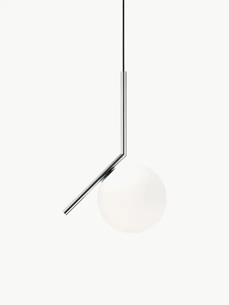 Petite suspension IC Lights, haut. 47 cm, Argenté, blanc, larg. 24 x haut. 47 cm