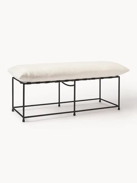 Banc rembourré Wayne, Tissu blanc cassé, larg. 116 x long. 48 cm