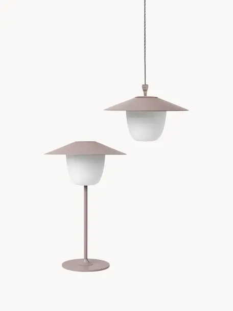 Mobiele dimbare LED outdoor lamp Ani om op te hangen of te zetten, Lampenkap: aluminium, Lampvoet: gecoat aluminium, Oudroze, wit, Ø 22 x H 33 cm
