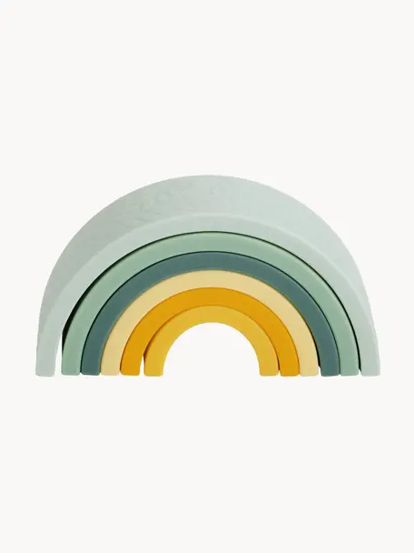 Stapelspielzeug Rainbow, Silikon, Grün- und Gelbtöne, B 15 x H 7 cm