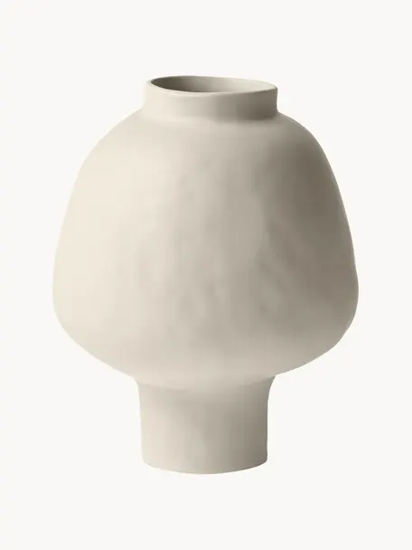 Ručně vyrobená designová keramická váza Saki, Keramika, Světle béžová, Ø 25 cm, V 32 cm