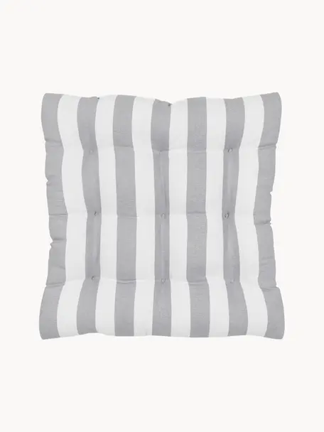Gestreiftes Sitzkissen Timon, Bezug: 100% Baumwolle, Grau, Weiß, B 40 x L 40 cm