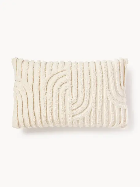 Housse de coussin en coton Bell, 100% coton, Blanc crème, larg. 30 x long. 50 cm