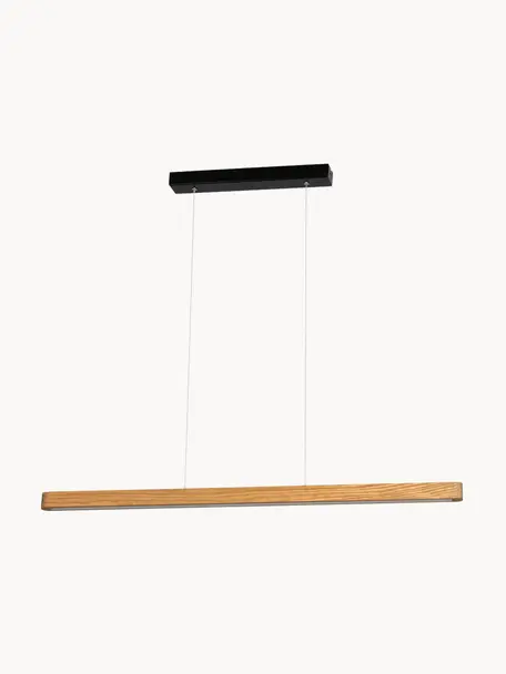 Suspension LED en bois de pin Forestier, Bois de pin, noir, larg. 90 x haut. 7 cm