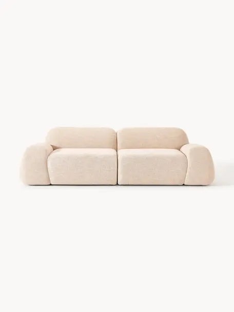 Modulares Sofa Wolke (3-Sitzer) aus Bouclé, Bezug: Bouclé (96 % Polyester, 4, Füße: Kunststoff Dieses Produkt, Bouclé Peach, B 256 x T 118 cm