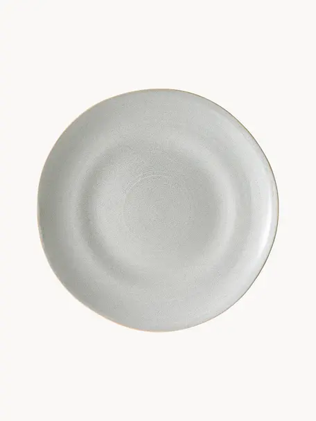 Ručně vyrobené snídaňové talíře Manor, 4 ks, Kamenina, Světle šedá s béžovým okrajem, Ø 24 cm, V 3 cm