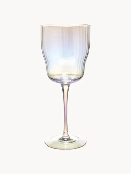 Verre à vin soufflé bouche éclat nacré Juno, 4 pièces, Verre, Transparent, Ø 9 x haut. 21 cm