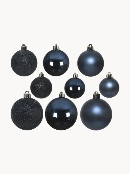 Breukvaste kerstballen Mona, set van 30, Donkerblauw, Set met verschillende formaten