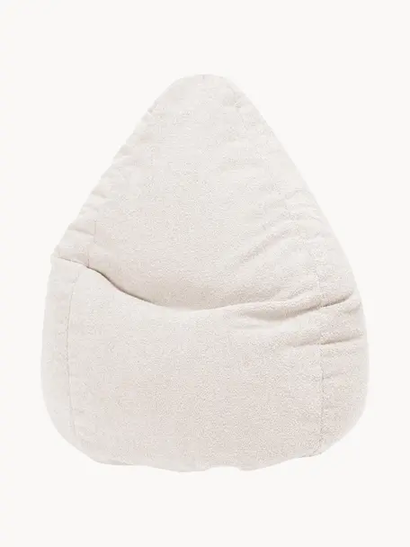 Fauteuil poire en tissu bouclé Woolly, Bouclé blanc cassé, Ø 70 x haut. 110 cm